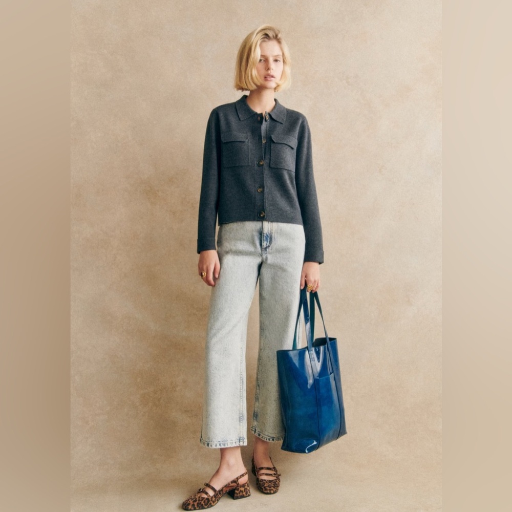 Sezane Gray Cardigan Sweater